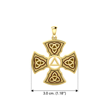 Templar Cross with AA Symbol Solid Yellow Gold Pendant GPD6376